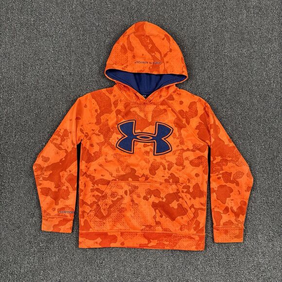 Under Armour Hoodie Camouflage Orange Hoodie Pullover Storm Youth Size Small - Picture 1 of 6